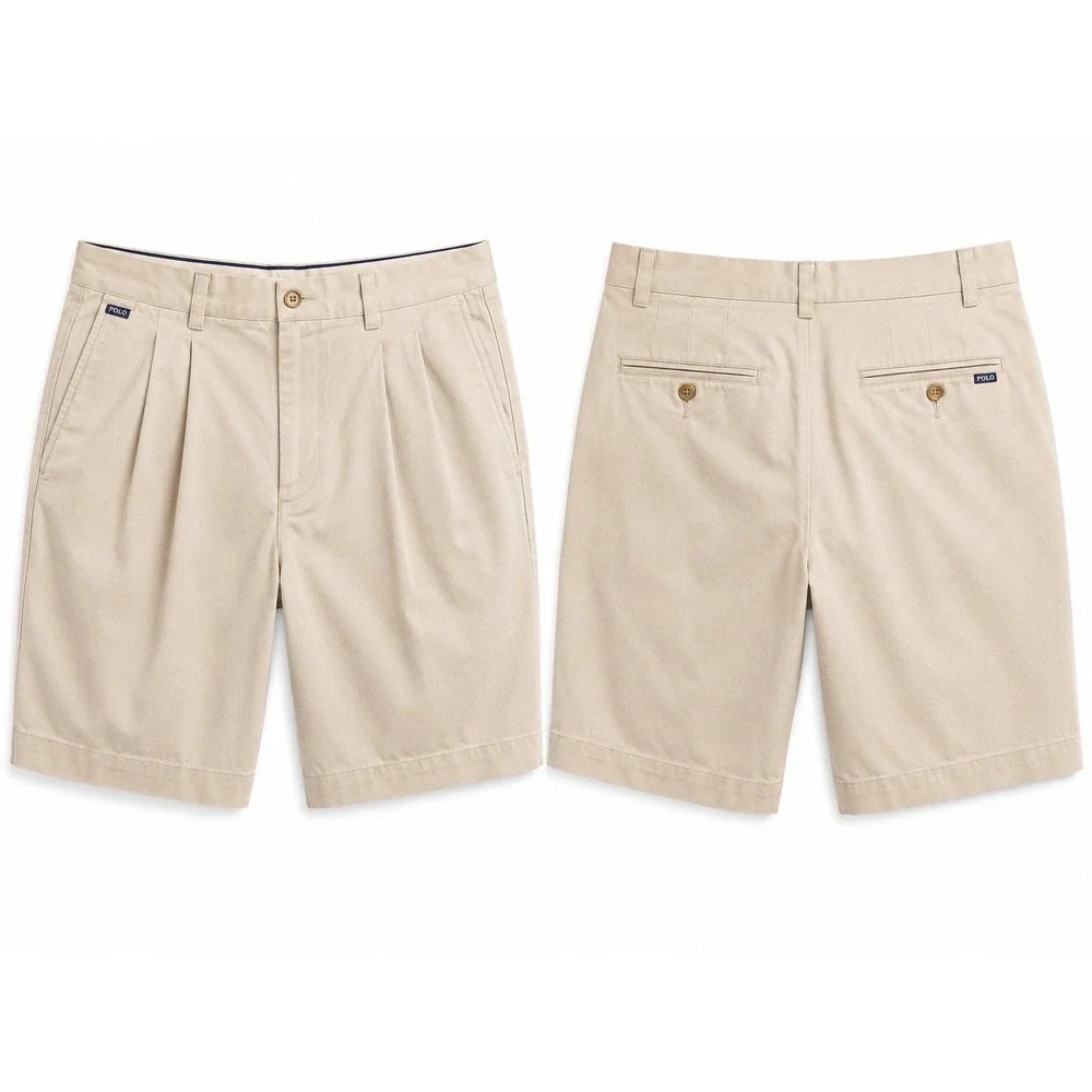 Tommy Bahama Mens 34x10 Silk Blend Shorts Beige STRIPE Flat Front Casual Luxe